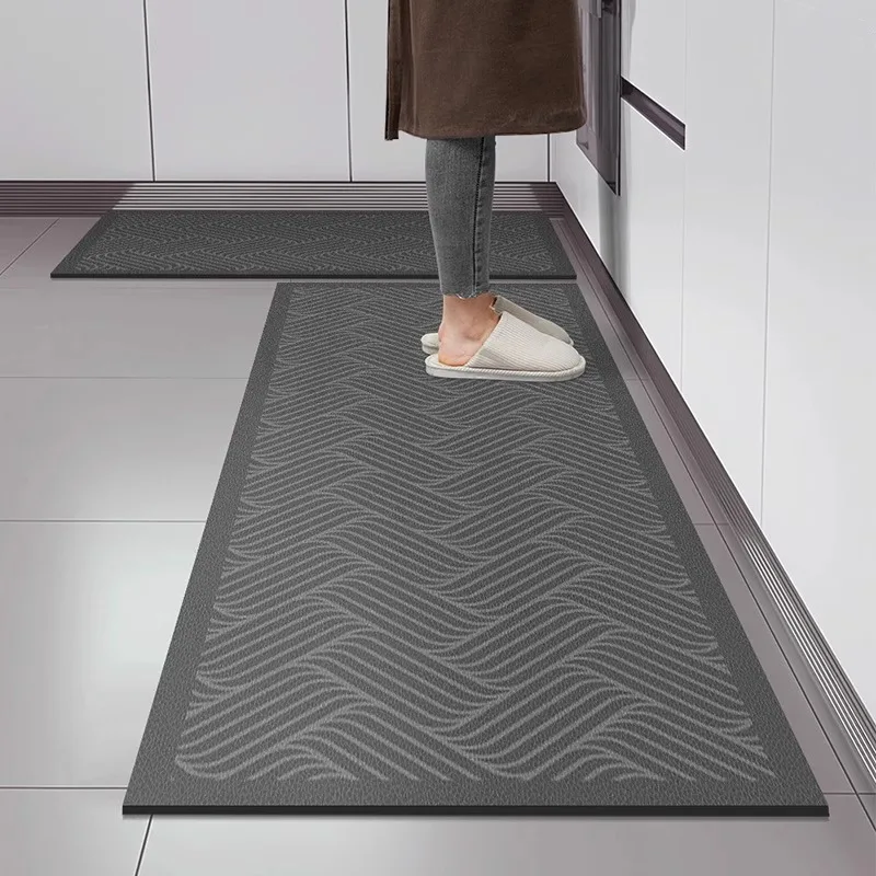 

Kitchen Carpet Striped Light Luxury Long Strip Runner Kitchen Rug Non-slip Oil-proof Waterproof PVC Leather Washable Floor Mats