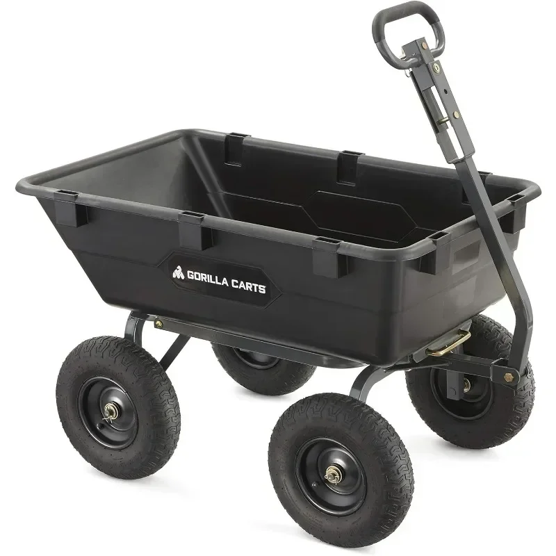 Garden Dump Cart with Easy to Assemble Steel Frame, Camping Wagon with Quick Release Dumping System,1200lb Capacity and 13 Tires