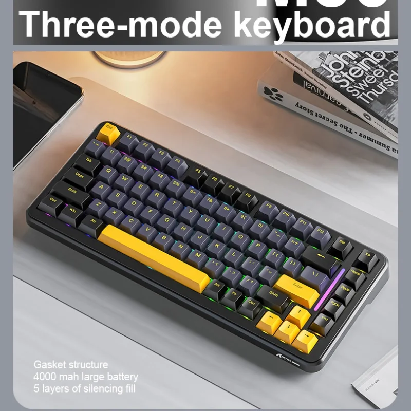 

Attack Shark M86 RGB Bluetooth Keyboard,Wireless Tri-Mode Connectivity, Gasketed Construction, Hot Swap, WINDOES/MACOS /LINUX