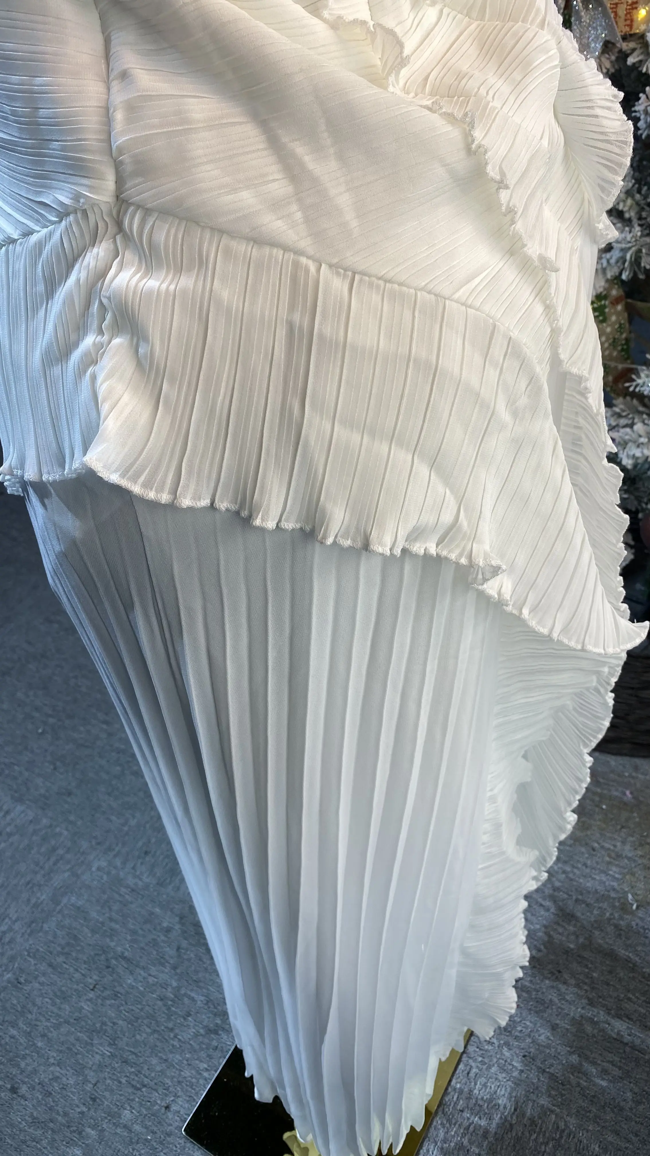 Nuovo abito lungo in chiffon lungo senza maniche senza schienale elegante con volant estivo alla moda per abbigliamento casual da donna-GZXX379