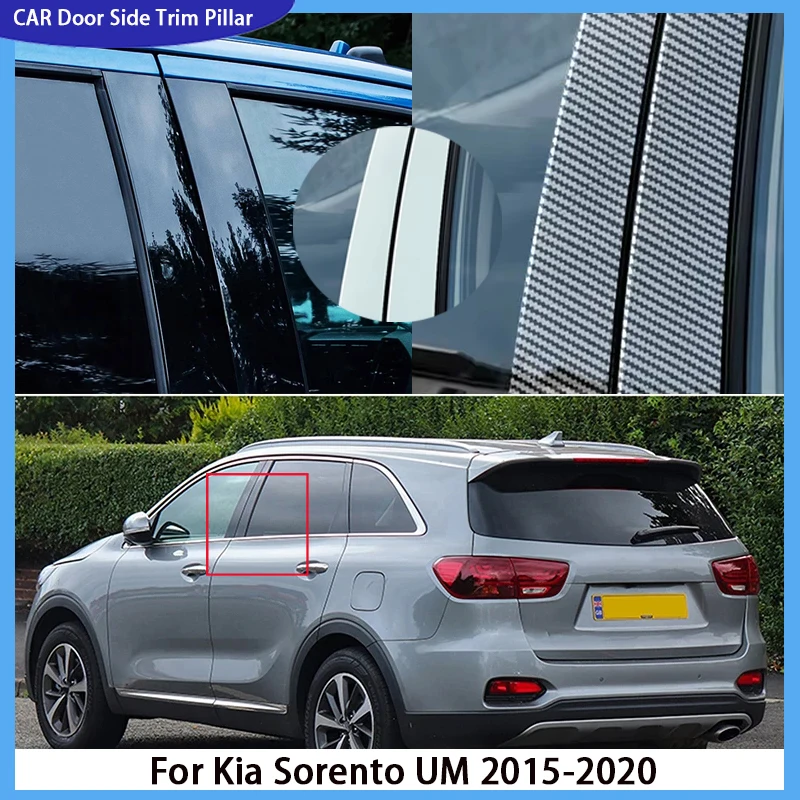 

6Pcs Glossy Black Pillar Posts Windwo Cover Fit For Kia Sorento UM 2015 2016 2017 2018 2019 2020 Door Trim BC Column Sticker