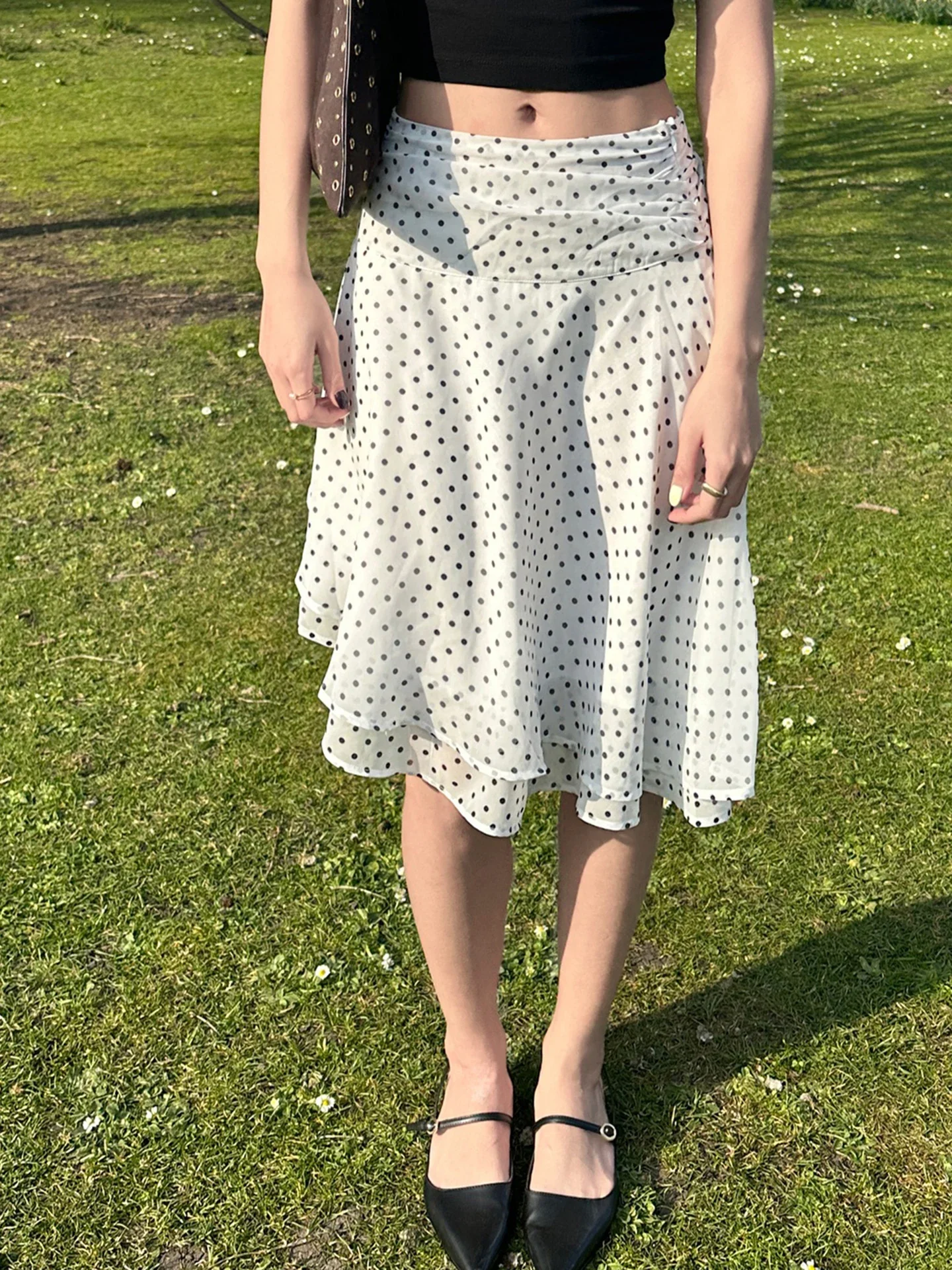 Sweet Elegant Women Straight Skirts Simple Fashion Polka Dot Prints Gentle Office Lady Skirts
