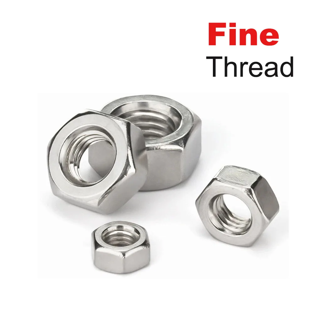 Fine Thread Hex Nut M8 M10 M12 M14 M20  A2-70 304 Stainless Steel 1 Type Hexagon Nuts GB6171