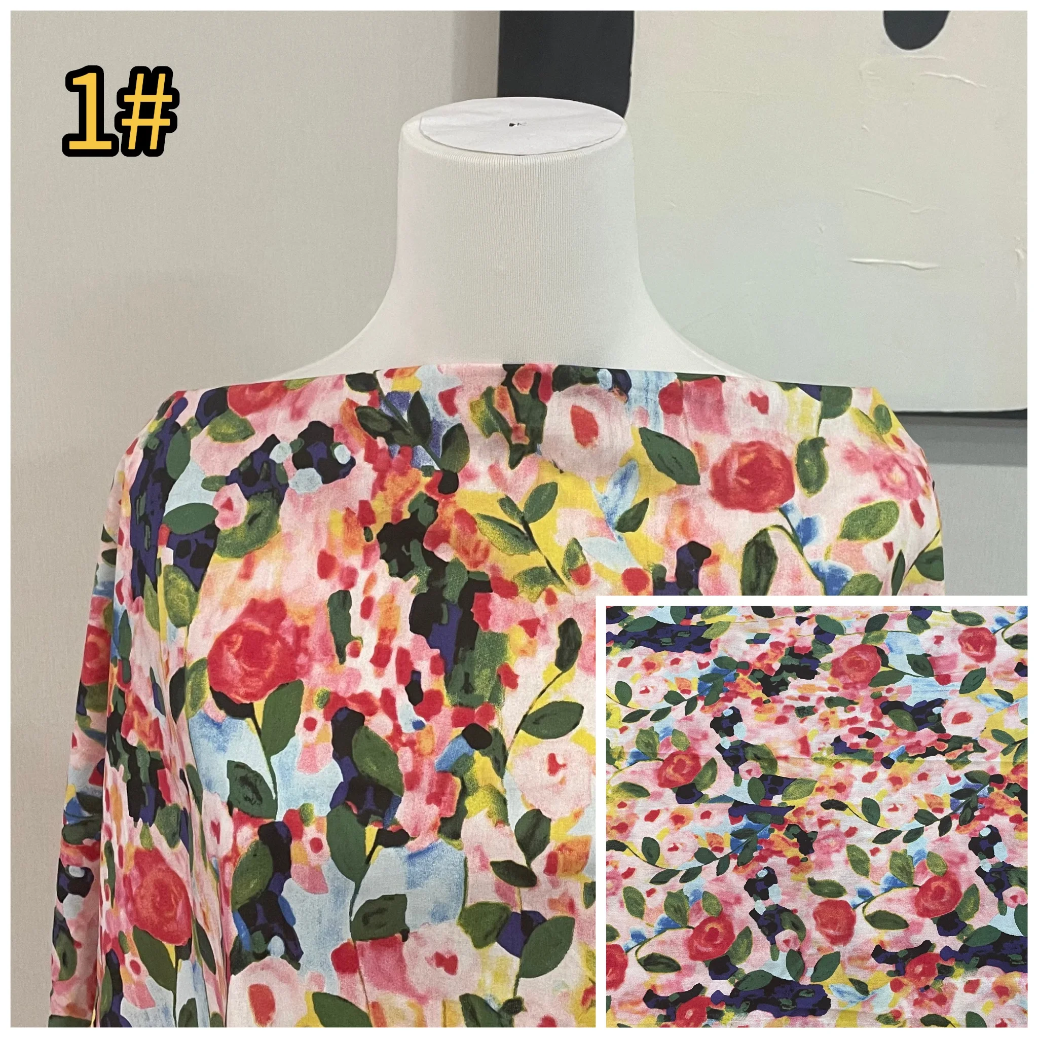 145x50cm neue pastorale Ölgemälde Blume Digitaldruck Stoff, Kinder kleid Cheong sam Tasche Home Wear Stoff – Detail 5