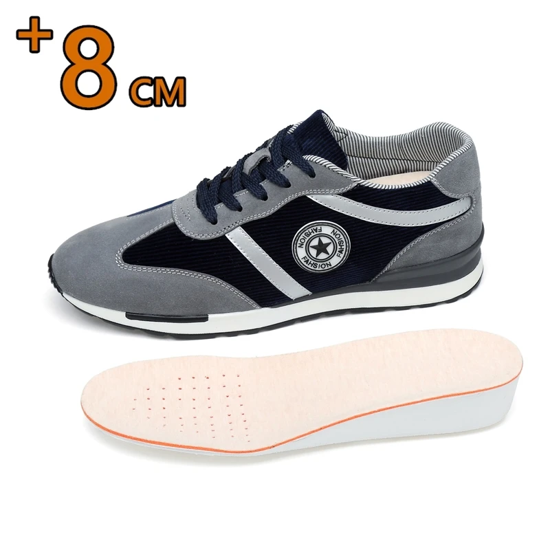 Man Height Increasing Sport Shoes Elevator Shoes Insole 8cm Fashion Casual Sneakers Taller Men Comfortable Breathable Lift Shoes