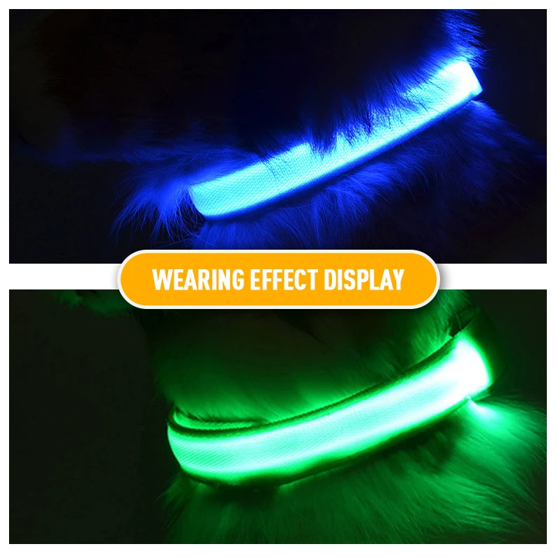 USB Charging LED Dog Collar, Safety Night Light, Flashing Necklace, Fluorescent Collars, Pet Supplies