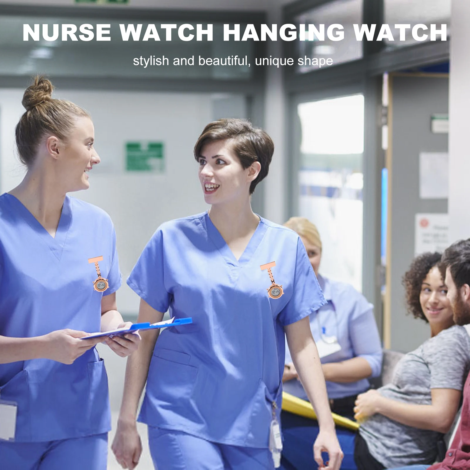 

Digital Nurse Lapel Pin Watch Lapel Pin Glass Strong Safety Golden Mirror Material Silicone Cover Christmas Gift