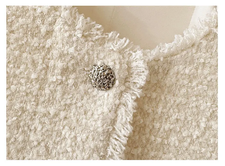 ウールタッセルショートジャケット新しい秋エレガントなラウンドネック多用途洗練された女性のトップアウターウェアロパムジェール女性のためのスーツ