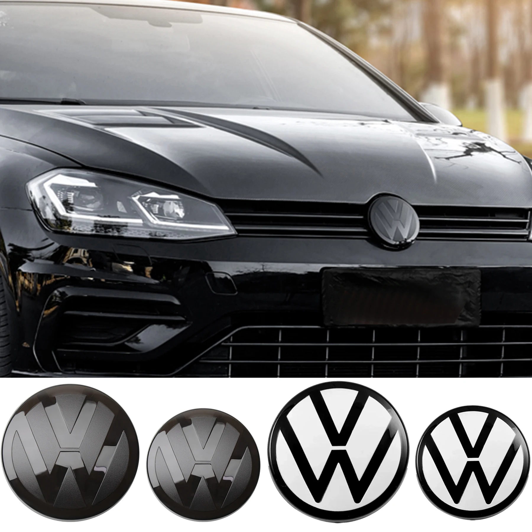 

1/2Pcs Car Front Bonnet Grill Emblem Rear Trunk Badge Cover Accessories For VW GTI Golf Polo Passat Mk6 MK7 RLine Jetta Scirocco
