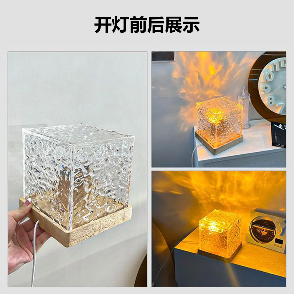 Imagem -06 - Crystal Water Ripple Projector Lamp Night Light Decoration Home Houses Quarto Atmosfera Estética Holiday Gift