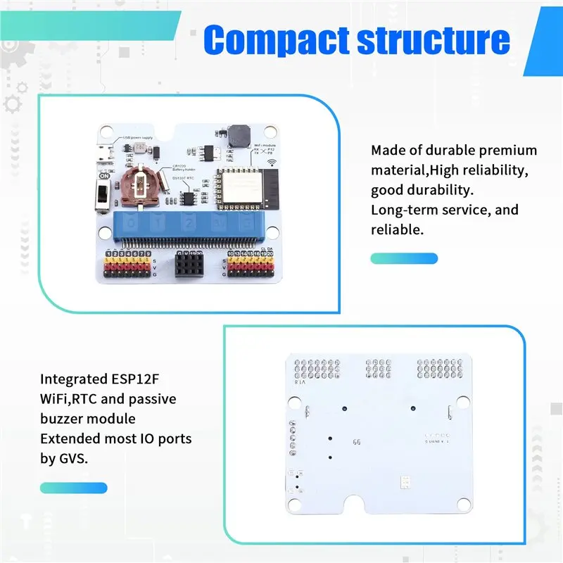 

【NEW 2026】ESP8266 Wifi Expansion Board For Micro:Bit-IOT:Bit-For Makecode/For Micropython/Javascript Buzzer RTC Module Included