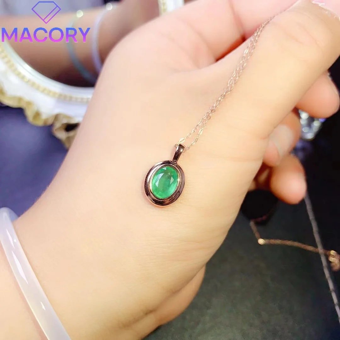 Sterling Silver 925 Jewelry Natural Emerald Necklace Female Free Shipping Sterling Silver Certified Original Single Boutique