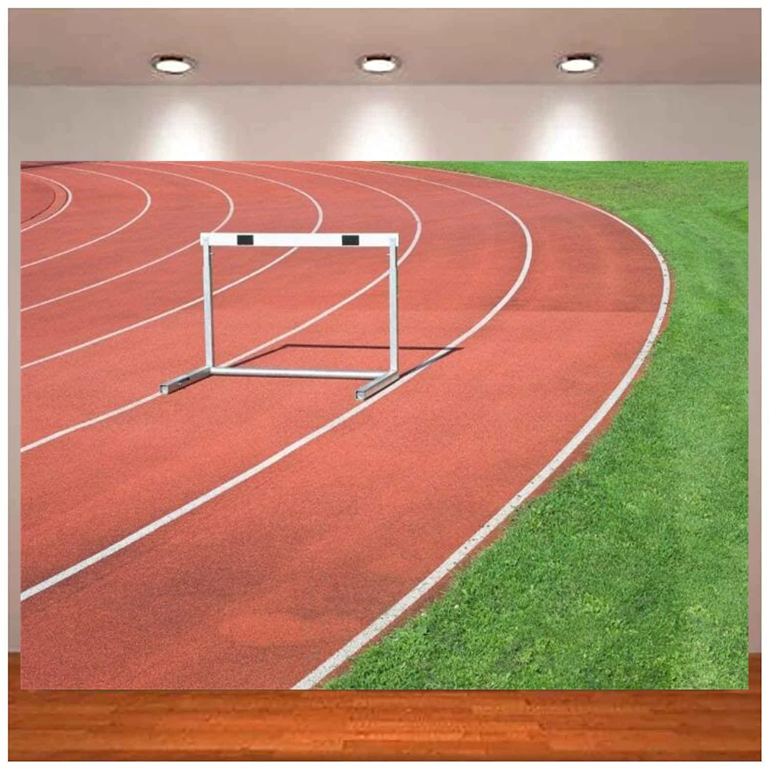 

Athlete Running Track Backdrop Grassland Athletics Competition Sportsman Runway Hurdle Photo Background Sports Theme Party