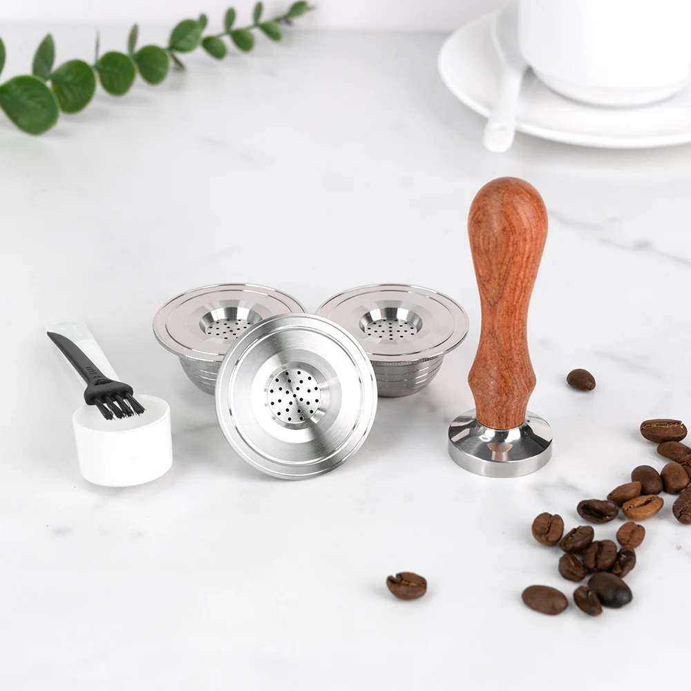 

Reusable Coffee Capsule Compatible For Bialetti Coffee Brewers Refillable Filter Cone With Tamper Espresso Cup
