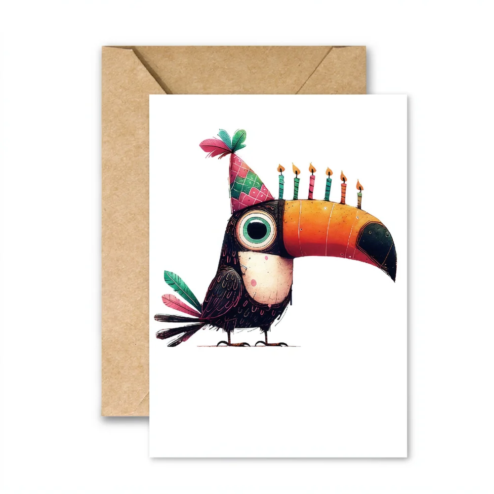 Funny Cartoon Animal Birthday Card Set Creative Abstract Illustration Message Stationery Note Card For Party Gift