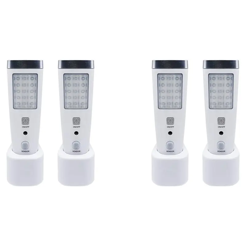GTBL 4X 4 In 1 Motion Sensor Wall Light, Power Off LED Night Light Flashlight, Rechargeable Emergency Flashlight EU Plug