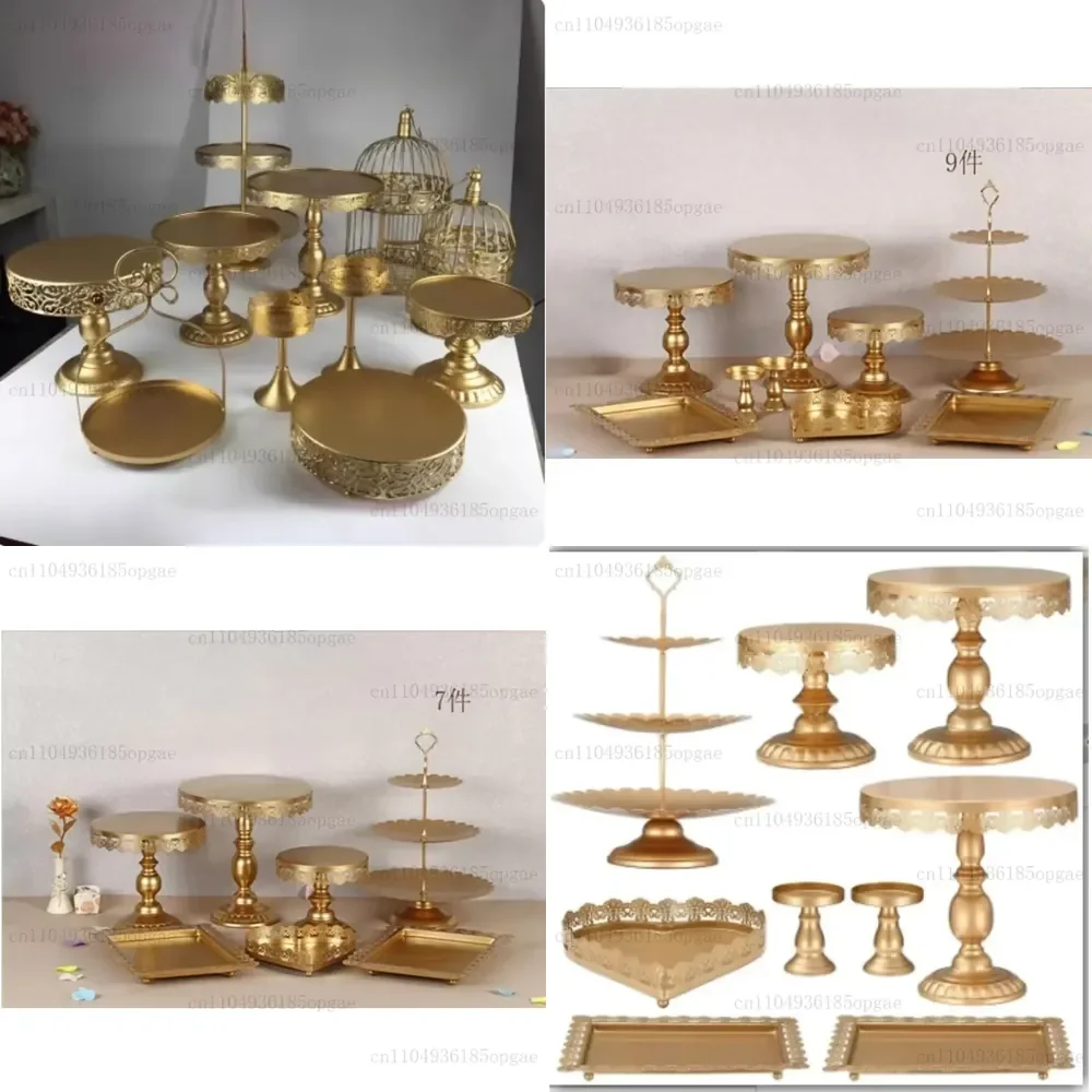Gold Wrought Iron Dessert Table Decoration Display Shelf Cake Tray Afternoon Tea Dessert Rack Cold Tea Rest Table