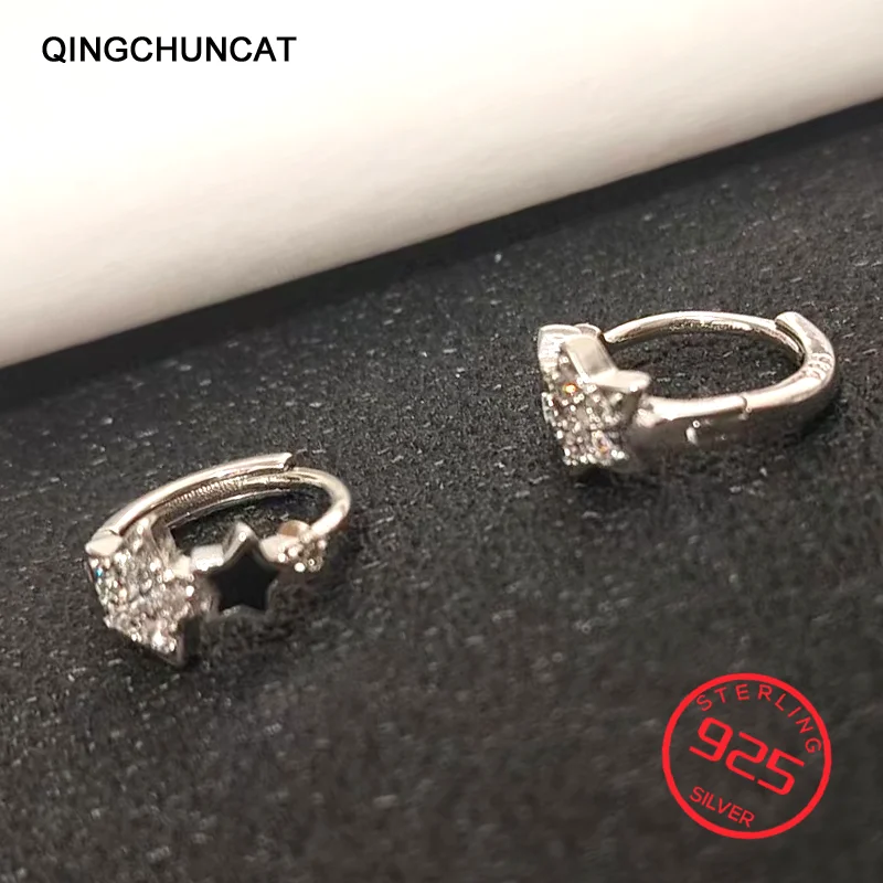 

Moon Star Colored Zircon Fine Earring Jewelry 925 Sterling Silver Hoop Earrings Gift For Women 2026