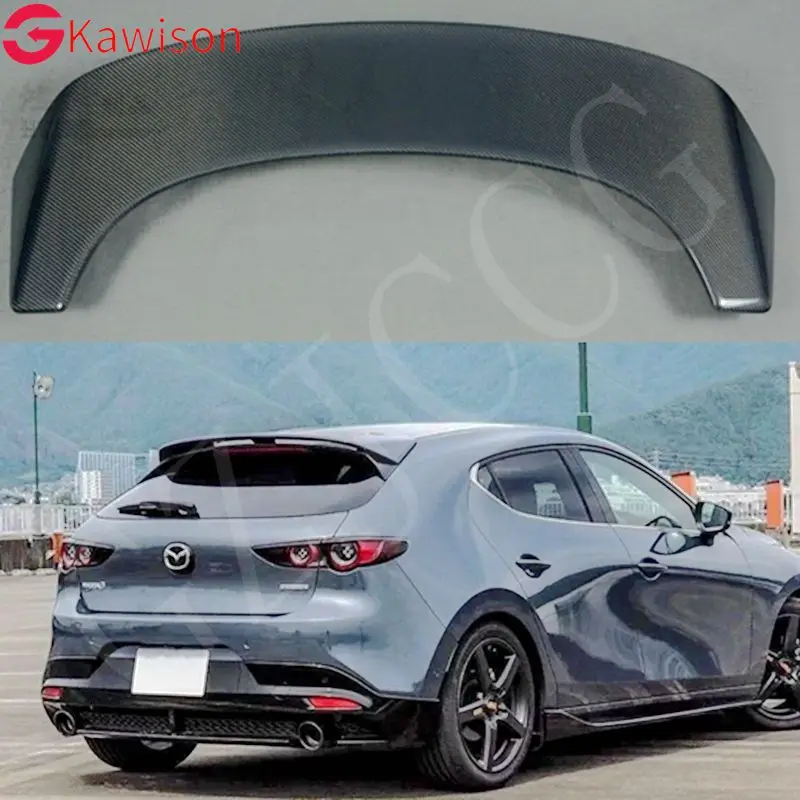 For Mazda 3 Axela Hatchback 2020 Car Styling FRP+ Carbon Fiber Rear Spoiler Wing Tail Trunk Lid Cover Auto Decoration