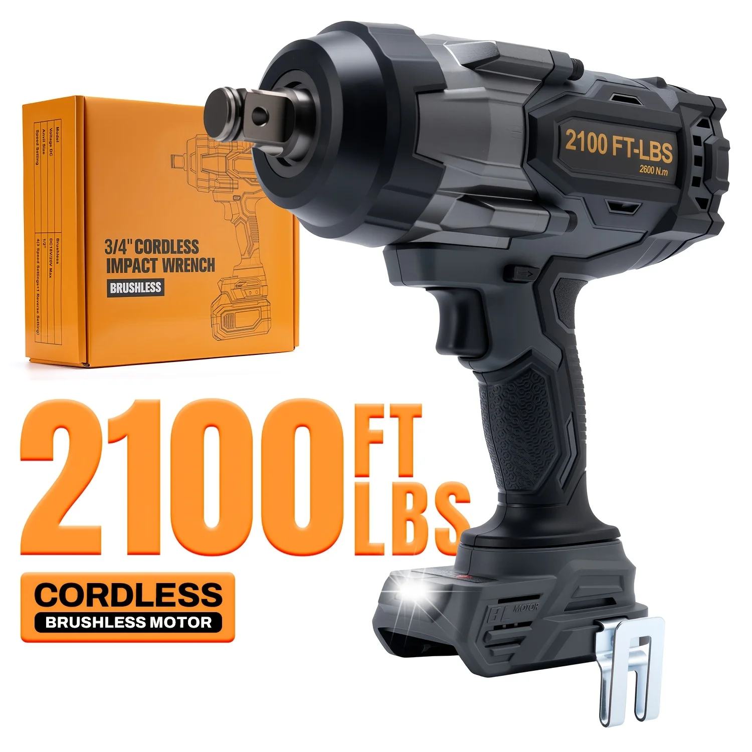 

1700/2100 Ft-Lbs Cordless Impact Wrench, 3/4 Inch Electric Impact Gun, Compatible with Dewalt 20V MAX Battery, Brushless Constant High Torque Impact Driver with 3 Speed, Tool Solely (No Battery Included)