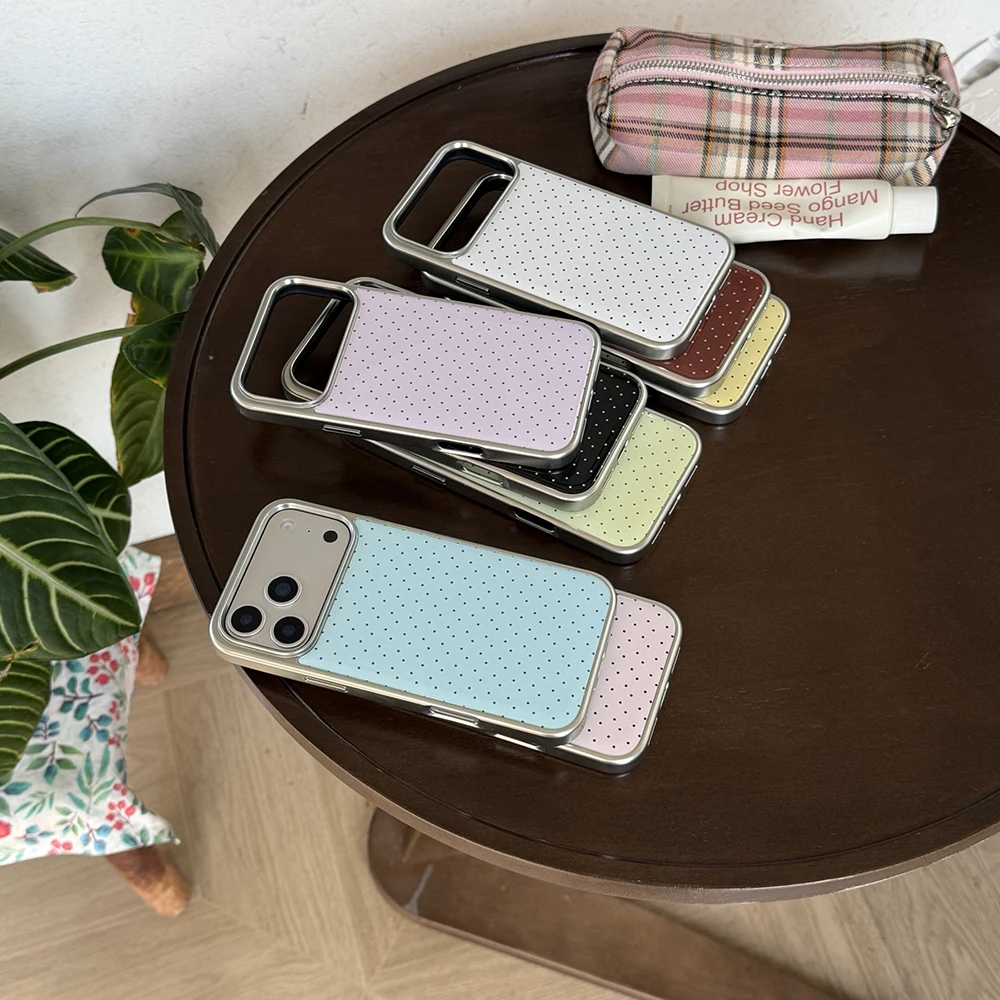 Koreanische INS Polka-Dot-Muster, galvanisierte Silber-Handyhülle für iPhone 17 Promax 18 13 14 15 16 Pro Max, stoßfeste Schutzhülle Funda – Detail 3