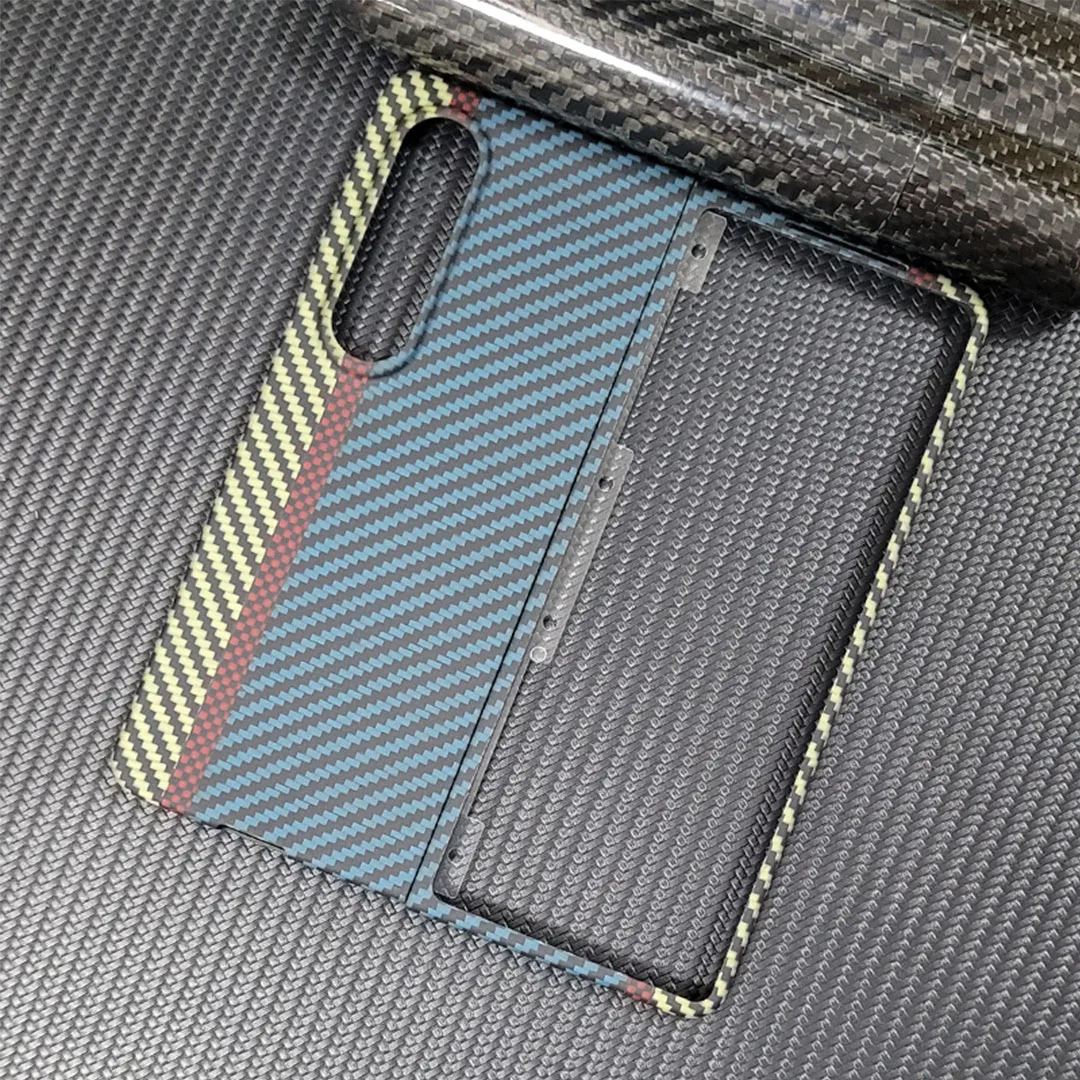 ACC-Real carbon fiber phone case for Samsung Galaxy Z fold 4 fold 3 aramid fiber case, anti-fall busines cover