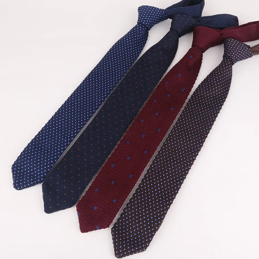 High Quality Multi-Colored  Mens Ties  New 148-6cm Long  Knit Ties Red Blue  Grey Polka Dot Gentlemen Business Necktie Neckwear