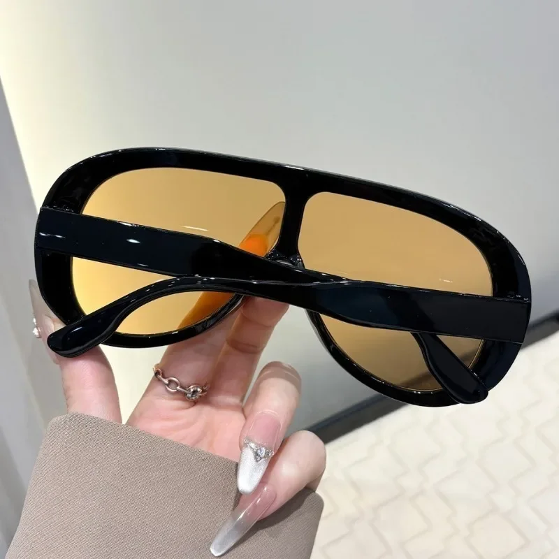 Retro Large Frame Square Men Sunglasses Fashion Women Yellow Blue High-end Shades UV400 Sun Glasses view 5