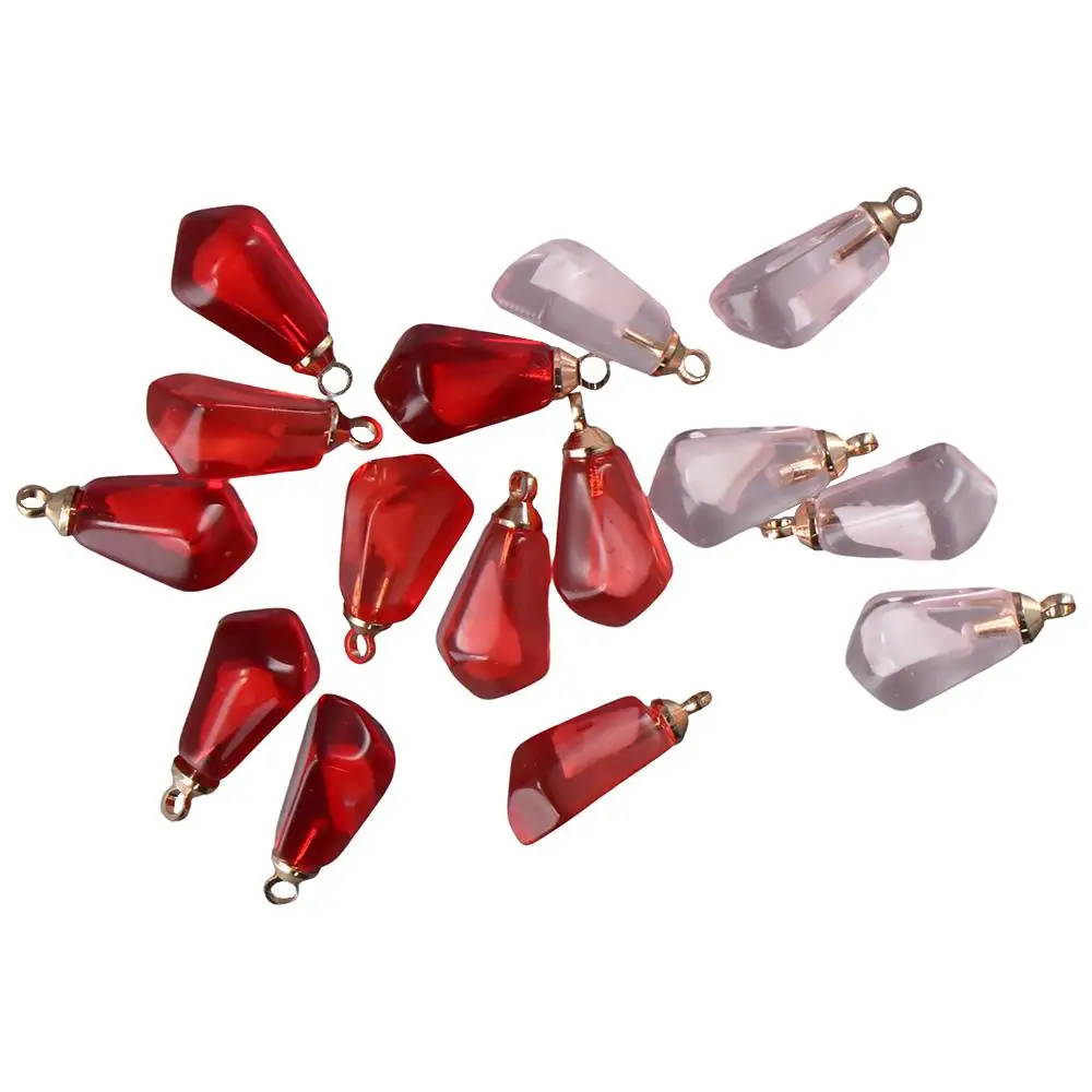 15 pièces en résine, 3 couleurs, 1,25 cm * 0,8 cm. Breloques en forme de grain de grenade pour la fabrication de bijoux et porte-clés