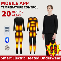 Winter Heating Underwear Suit USB Battery Powered Electric Heated Tops Pants Smart Control Temperature Thermal Underwear Set