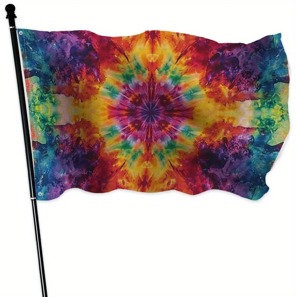 Tie Dye Mandala Garden Flag Hippie Psychedelic Outdoor Decoration Banner Durable Polyester
