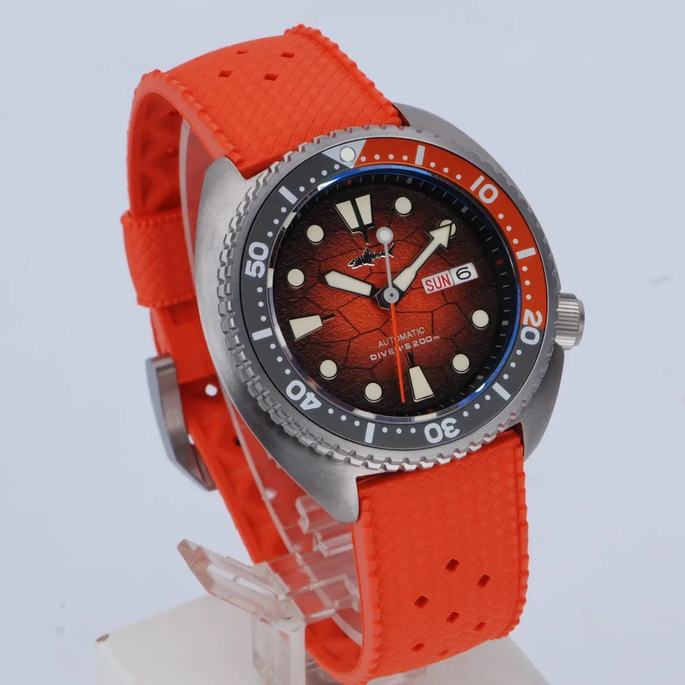 Heimdallr Men's Diver Watch 45mm Orange Dial Sapphire Crystal Titanium Case NH36 Automatic Movement 20Bar Water Resistant Lumed