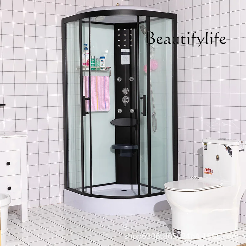 

Shower room black frame tempered glass household partition bathroom integrated bath room wet and dry separation bath screen