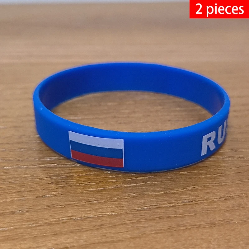 2pcs Russia National Flags Wristbands Sports Silicone Bracelet Men Women Rubber Band Patriotic Commemorative Fashion Accessory