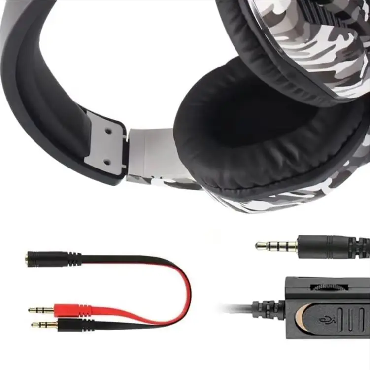 NEW Camouflage Gaming Headset 3.5mm AUX Jack Wired Headphones Gamer Cool Game Headphone With Microphone For PS4 Xbox One PC