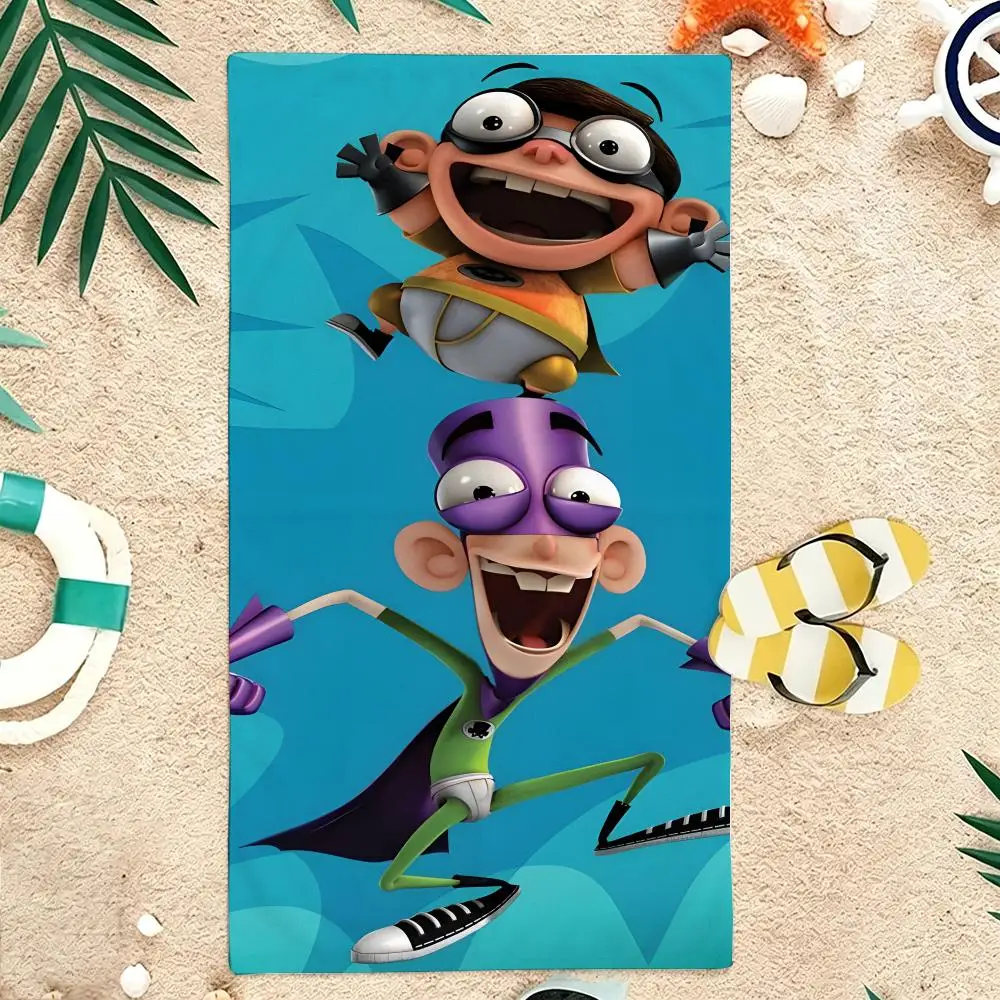Kids Cartoon F-Fanboy Chum Chum Towel Microfiber soft Beach Towel for Travel Fitness Sauna Bathing Camping