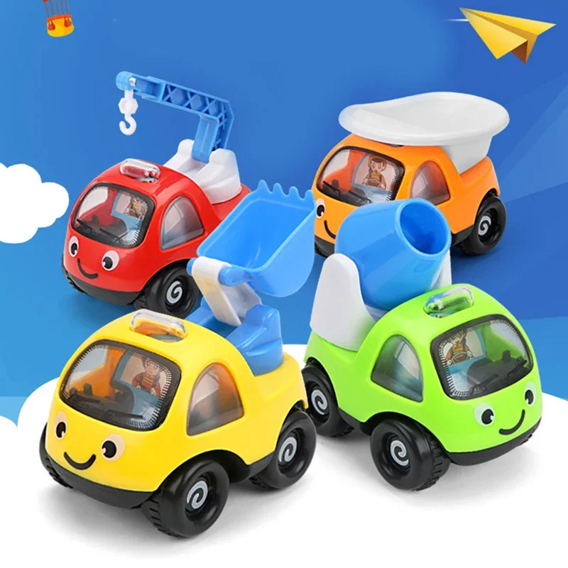 Cartoon Cute Children Inertia Car Children Pull Back Car Toy Car Mini Inertia Engineering Car Toys Children Boys Birthday Gifts