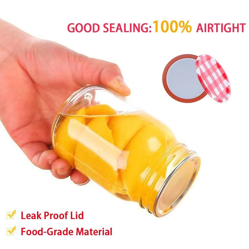 AT35 48Mason Jars Lids Regular Mouth, Canning Jar Lids For Mason Jars, Split-Type Lids Leak Proof And Secure Canning Jar