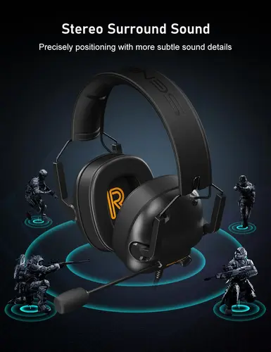 Imagen 2 del producto SENZER SG500 Surround Sound Pro Gaming Headset con micrófono con cancelación de ruido-auriculares plegables portátiles para PC,PS4,PS5,Xbox