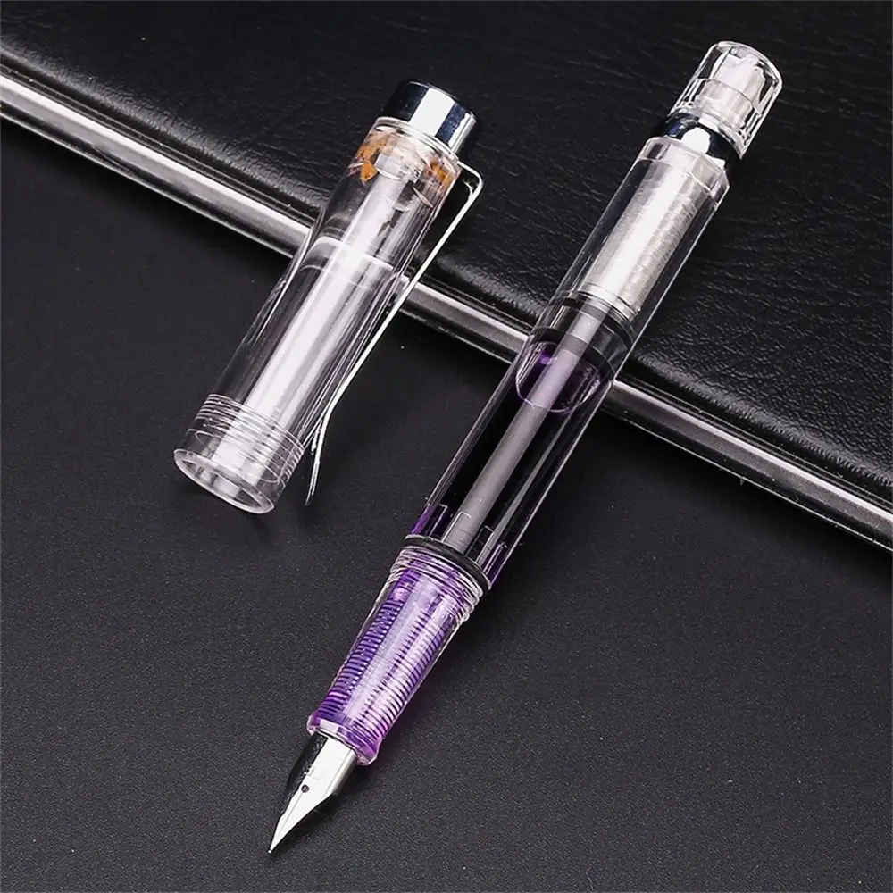 

Student School Supplies EF Nib 0.38mm Transparent Large Capacity Piston Fountain Pen Ink Pens Fountain Pen Writing Pen