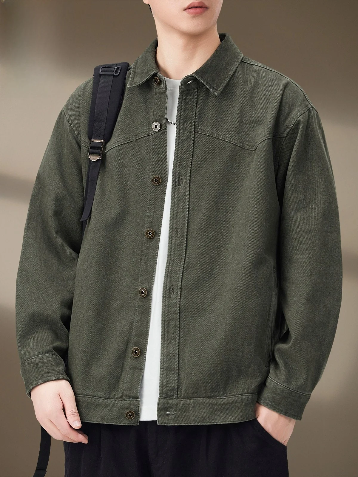 

Мужская куртка из чистого хлопка с длинными рукавами в американском стиле, модная рабочая одежда, верхняя одежда для осеннего сезона, повседневная свободная куртка