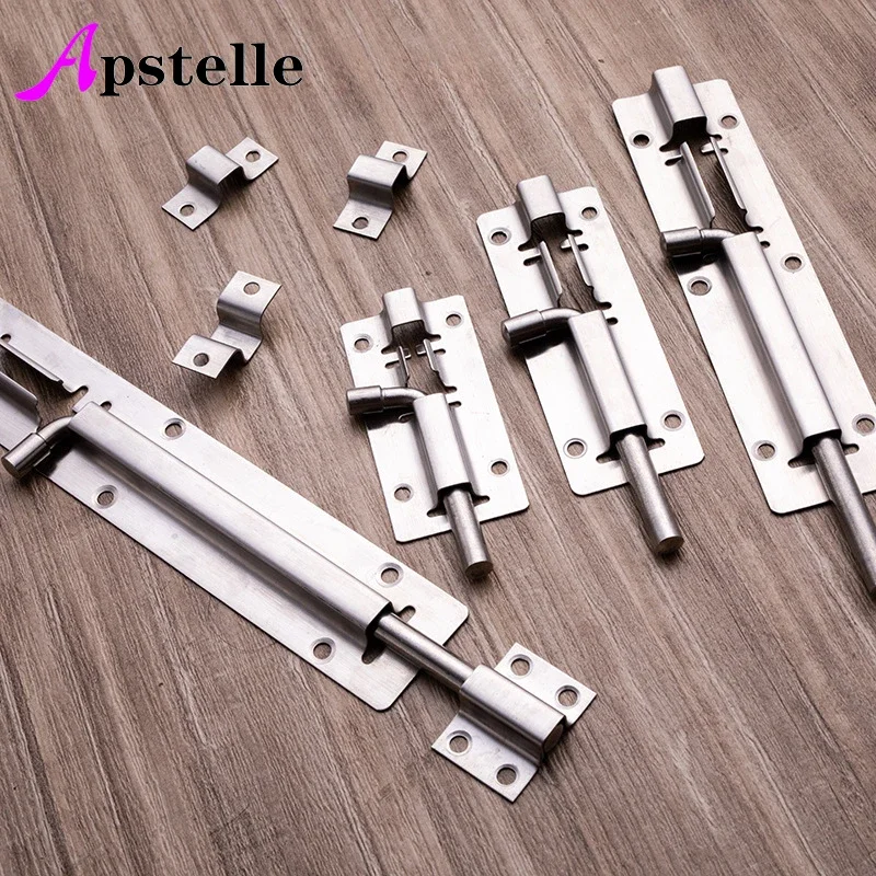 Apstelle 1Pcs 1.5/2/2.5/3/4/5/6/8/10/12 Inch Stainless Steel Door Latch Sliding Lock Bolt Latch Hasp Staple Gate Safety Lock