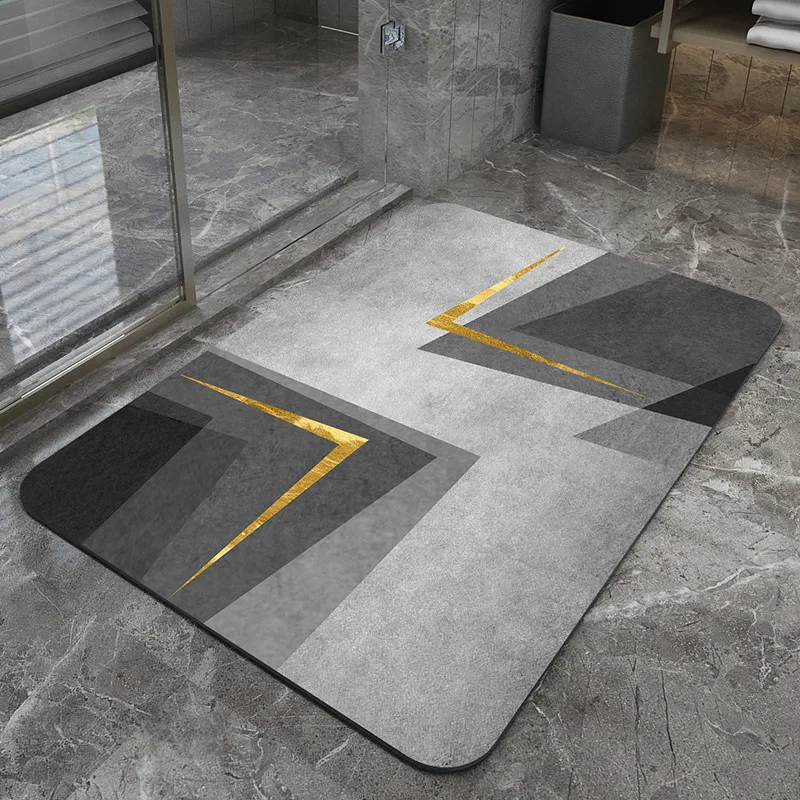 

Light Luxury Style Geometric Pattern Rugs Bathroom Mats Quick Drying Water Anti Slip Area Foot Pad Home Toilet Doormat