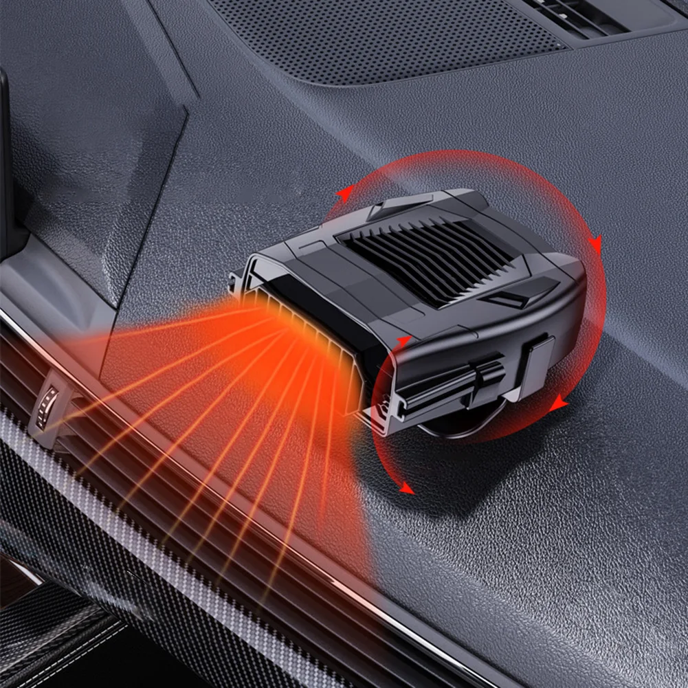

12V Black/Yellow Cooling Heating Fan Electric Heater Fan Windshield Defogging Demister Defroster Adjusted 360 Degrees Up Down