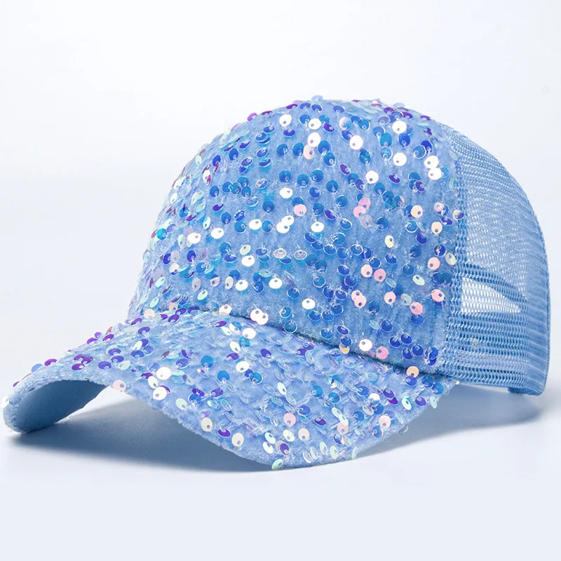 Female Sequin Baseball Cap For Women Summer Breathable Mesh Snapback Caps Fashion Streetwear Outdoor Sunshade Sun Hats