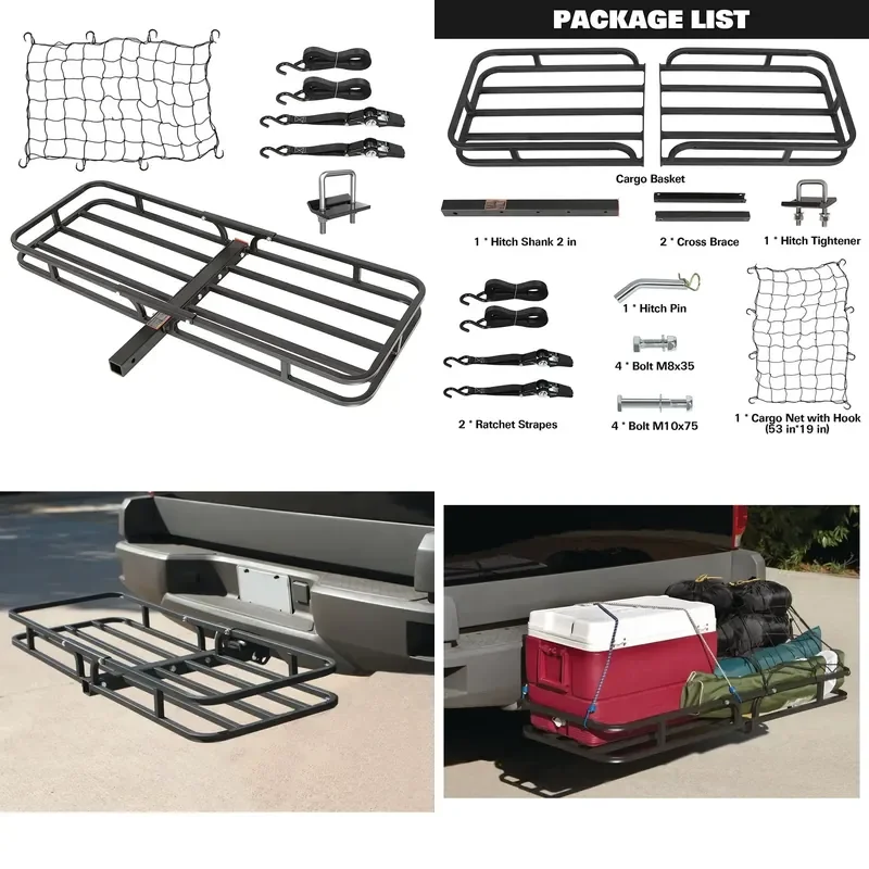 for Black Steel Rear Luggage Rack with Trailer Basket Durable Inverted Storage Removable Design Cargo Rack