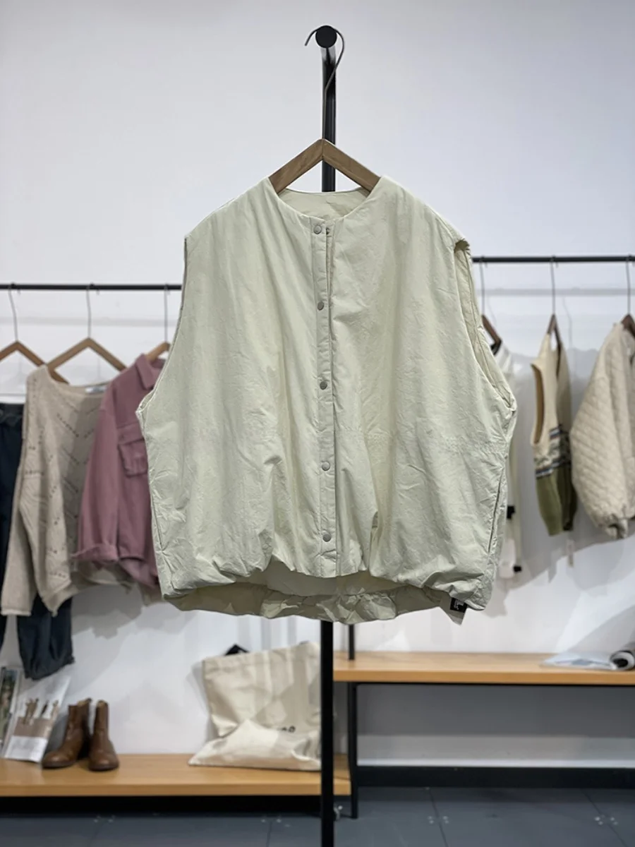 

Легкий пуховый хлопковый жилет, женский осенне-зимний универсальный теплый круглый жилет Ne, модный жилет на одной пуговице