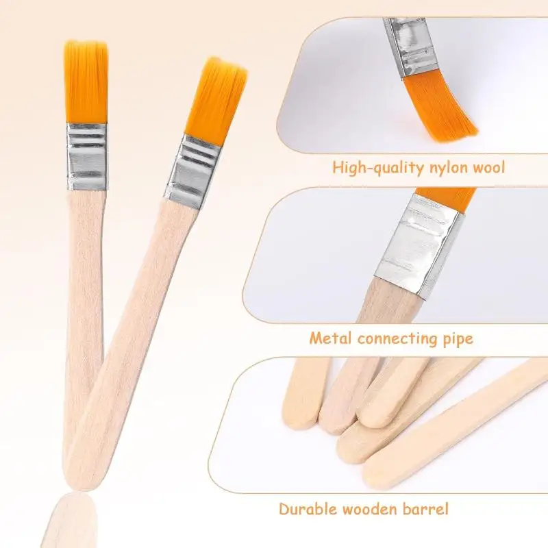 10pcs Nylon Brushes, Short Wooden Handle Art Paint Brushes, Watercolor Brushes, Wall Brushes, Art Brushes, Cleaning Tools