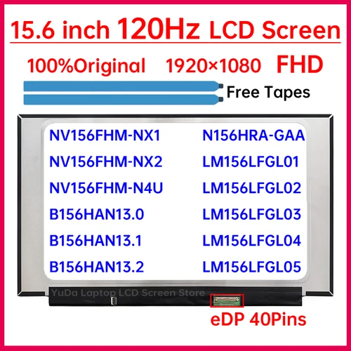 디스플레이 매트릭스 패널 노트북 LCD 스크린, 델 G15 G5505 G5510 G5511 G5515 ASUS FX505 FX531 FX571 FX95G FX90J VX60G 용, 15.6 인치 120Hz 