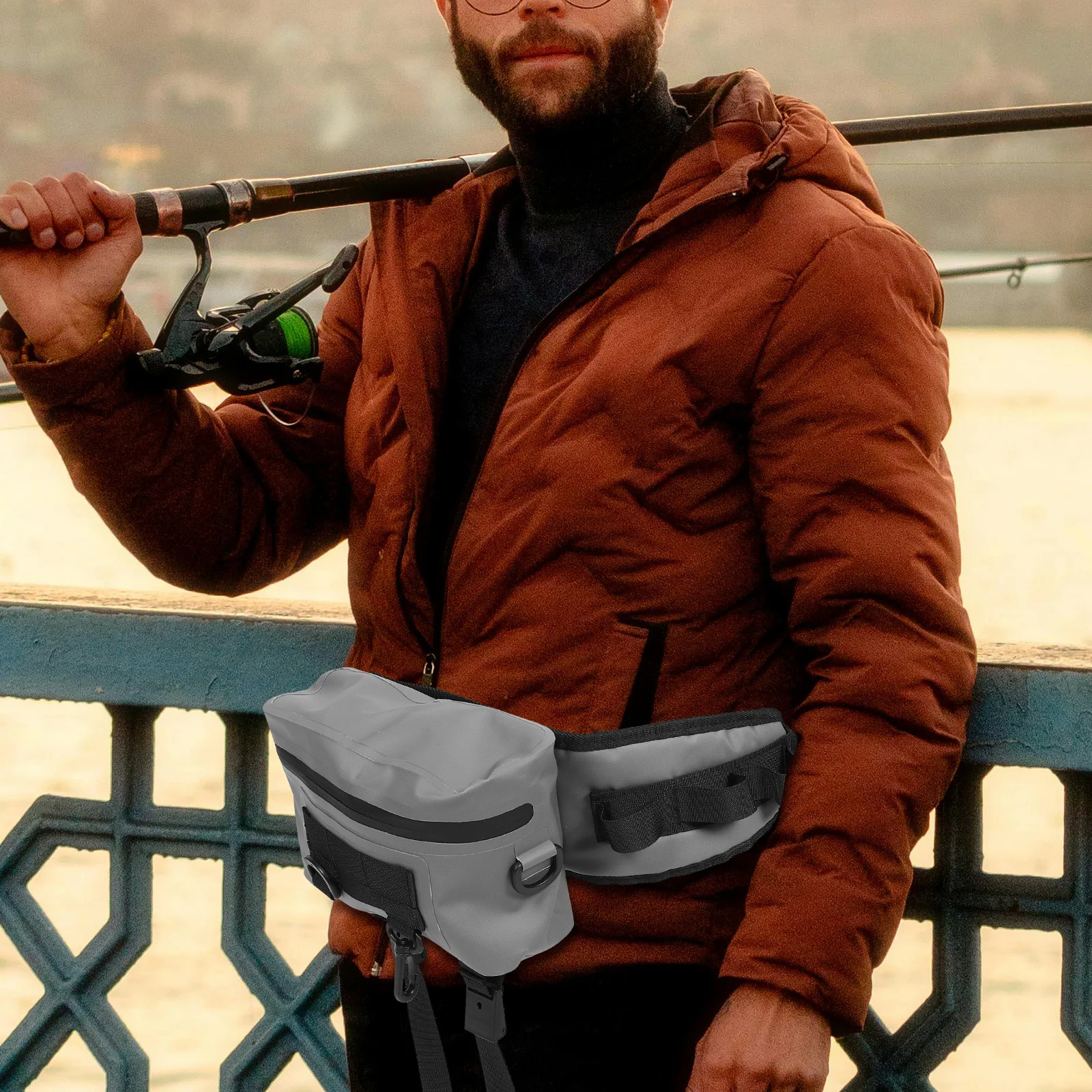 

Waterproof Fishing Waist Pack For Men Outdoor Waist Bag Fly Fishing Chest Pack Rod Holder Small Sling Bag Tackle Storage Large